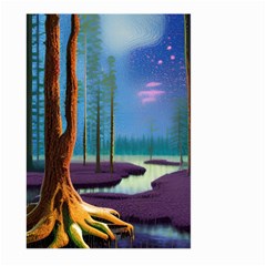 Artwork Outdoors Night Trees Setting Scene Forest Woods Light Moonlight Nature Large Garden Flag (two Sides) by Posterlux