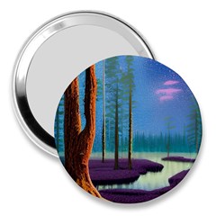 Artwork Outdoors Night Trees Setting Scene Forest Woods Light Moonlight Nature 3  Handbag Mirrors