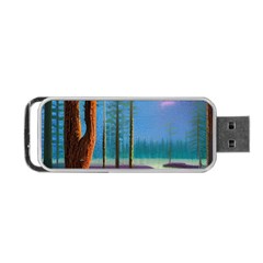 Artwork Outdoors Night Trees Setting Scene Forest Woods Light Moonlight Nature Portable Usb Flash (two Sides) by Posterlux