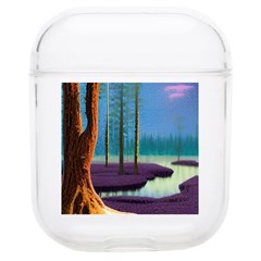 Artwork Outdoors Night Trees Setting Scene Forest Woods Light Moonlight Nature Soft Tpu Airpods 1/2 Case by Posterlux