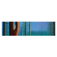 Artwork Outdoors Night Trees Setting Scene Forest Woods Light Moonlight Nature Oblong Satin Scarf (16  X 60 )