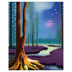 Artwork Outdoors Night Trees Setting Scene Forest Woods Light Moonlight Nature Drawstring Bag (small) by Posterlux