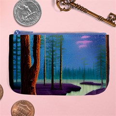 Artwork Outdoors Night Trees Setting Scene Forest Woods Light Moonlight Nature Large Coin Purse