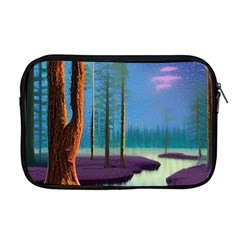 Artwork Outdoors Night Trees Setting Scene Forest Woods Light Moonlight Nature Apple Macbook Pro 17  Zipper Case