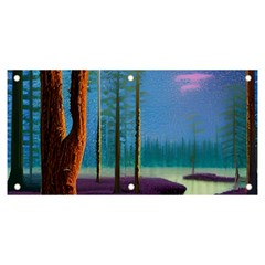 Artwork Outdoors Night Trees Setting Scene Forest Woods Light Moonlight Nature Banner And Sign 6  X 3  by Posterlux