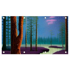 Artwork Outdoors Night Trees Setting Scene Forest Woods Light Moonlight Nature Banner And Sign 7  X 4  by Posterlux