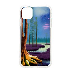 Artwork Outdoors Night Trees Setting Scene Forest Woods Light Moonlight Nature Iphone 11 Tpu Uv Print Case by Posterlux