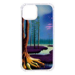 Artwork Outdoors Night Trees Setting Scene Forest Woods Light Moonlight Nature Iphone 14 Tpu Uv Print Case by Posterlux