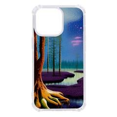 Artwork Outdoors Night Trees Setting Scene Forest Woods Light Moonlight Nature Iphone 13 Pro Tpu Uv Print Case by Posterlux