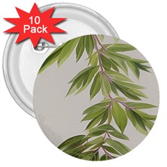 Watercolor Leaves Branch Nature Plant Growing Still Life Botanical Study 3  Buttons (10 Pack) 