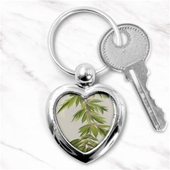 Watercolor Leaves Branch Nature Plant Growing Still Life Botanical Study Key Chain (heart) by Posterlux