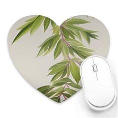 Watercolor Leaves Branch Nature Plant Growing Still Life Botanical Study Heart Mousepad