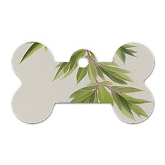 Watercolor Leaves Branch Nature Plant Growing Still Life Botanical Study Dog Tag Bone (one Side)