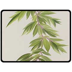 Watercolor Leaves Branch Nature Plant Growing Still Life Botanical Study Fleece Blanket (large)