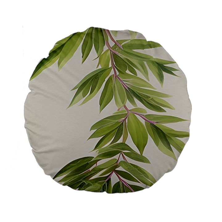 Watercolor Leaves Branch Nature Plant Growing Still Life Botanical Study Standard 15  Premium Round Cushions