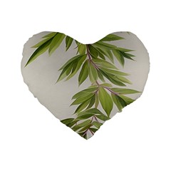 Watercolor Leaves Branch Nature Plant Growing Still Life Botanical Study Standard 16  Premium Heart Shape Cushions