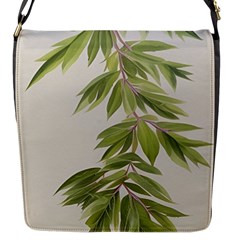 Watercolor Leaves Branch Nature Plant Growing Still Life Botanical Study Flap Closure Messenger Bag (s)