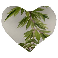 Watercolor Leaves Branch Nature Plant Growing Still Life Botanical Study Large 19  Premium Flano Heart Shape Cushions