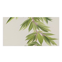 Watercolor Leaves Branch Nature Plant Growing Still Life Botanical Study Satin Shawl 45  X 80  by Posterlux