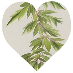 Watercolor Leaves Branch Nature Plant Growing Still Life Botanical Study Wooden Puzzle Heart by Posterlux