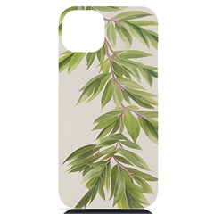 Watercolor Leaves Branch Nature Plant Growing Still Life Botanical Study Iphone 14 Plus Black Uv Print Case by Posterlux