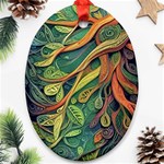 Outdoors Night Setting Scene Forest Woods Light Moonlight Nature Wilderness Leaves Branches Abstract Ornament (Oval) Front