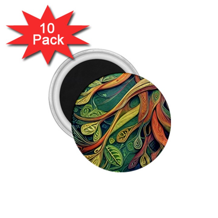 Outdoors Night Setting Scene Forest Woods Light Moonlight Nature Wilderness Leaves Branches Abstract 1.75  Magnets (10 pack) 