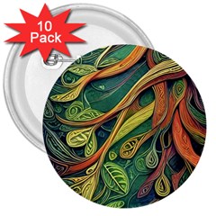 Outdoors Night Setting Scene Forest Woods Light Moonlight Nature Wilderness Leaves Branches Abstract 3  Buttons (10 Pack)  by Posterlux