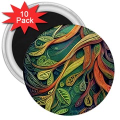 Outdoors Night Setting Scene Forest Woods Light Moonlight Nature Wilderness Leaves Branches Abstract 3  Magnets (10 Pack)  by Posterlux