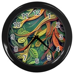 Outdoors Night Setting Scene Forest Woods Light Moonlight Nature Wilderness Leaves Branches Abstract Wall Clock (black) by Posterlux