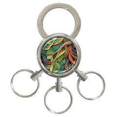 Outdoors Night Setting Scene Forest Woods Light Moonlight Nature Wilderness Leaves Branches Abstract 3-ring Key Chain by Posterlux