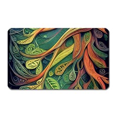 Outdoors Night Setting Scene Forest Woods Light Moonlight Nature Wilderness Leaves Branches Abstract Magnet (rectangular)