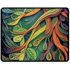 Outdoors Night Setting Scene Forest Woods Light Moonlight Nature Wilderness Leaves Branches Abstract Fleece Blanket (medium)