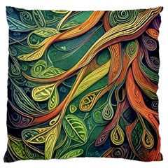 Outdoors Night Setting Scene Forest Woods Light Moonlight Nature Wilderness Leaves Branches Abstract Large Cushion Case (two Sides) by Posterlux