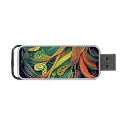 Outdoors Night Setting Scene Forest Woods Light Moonlight Nature Wilderness Leaves Branches Abstract Portable Usb Flash (one Side) by Posterlux