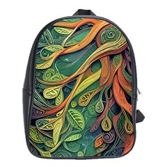 Outdoors Night Setting Scene Forest Woods Light Moonlight Nature Wilderness Leaves Branches Abstract School Bag (xl)