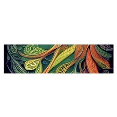 Outdoors Night Setting Scene Forest Woods Light Moonlight Nature Wilderness Leaves Branches Abstract Oblong Satin Scarf (16  X 60 ) by Posterlux