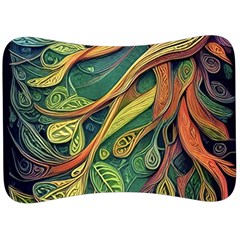 Outdoors Night Setting Scene Forest Woods Light Moonlight Nature Wilderness Leaves Branches Abstract Velour Seat Head Rest Cushion by Posterlux