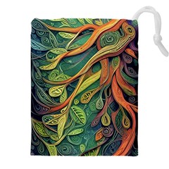 Outdoors Night Setting Scene Forest Woods Light Moonlight Nature Wilderness Leaves Branches Abstract Drawstring Pouch (4xl)