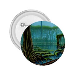 Boat Canoe Swamp Bayou Roots Moss Log Nature Scene Landscape Water Lake Setting Abandoned Rowboat Fi 2 25  Buttons by Posterlux