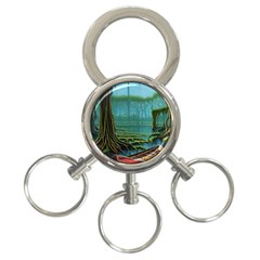 Boat Canoe Swamp Bayou Roots Moss Log Nature Scene Landscape Water Lake Setting Abandoned Rowboat Fi 3-ring Key Chain by Posterlux