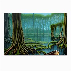 Boat Canoe Swamp Bayou Roots Moss Log Nature Scene Landscape Water Lake Setting Abandoned Rowboat Fi Postcard 4 x 6  (pkg Of 10)