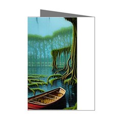 Boat Canoe Swamp Bayou Roots Moss Log Nature Scene Landscape Water Lake Setting Abandoned Rowboat Fi Mini Greeting Cards (pkg Of 8) by Posterlux