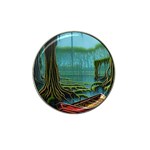 Boat Canoe Swamp Bayou Roots Moss Log Nature Scene Landscape Water Lake Setting Abandoned Rowboat Fi Hat Clip Ball Marker (4 pack) Front