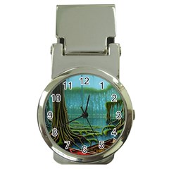 Boat Canoe Swamp Bayou Roots Moss Log Nature Scene Landscape Water Lake Setting Abandoned Rowboat Fi Money Clip Watches by Posterlux