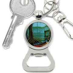 Boat Canoe Swamp Bayou Roots Moss Log Nature Scene Landscape Water Lake Setting Abandoned Rowboat Fi Bottle Opener Key Chain