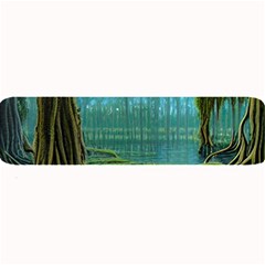 Boat Canoe Swamp Bayou Roots Moss Log Nature Scene Landscape Water Lake Setting Abandoned Rowboat Fi Large Bar Mat by Posterlux