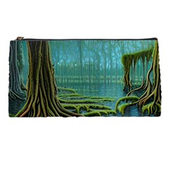 Boat Canoe Swamp Bayou Roots Moss Log Nature Scene Landscape Water Lake Setting Abandoned Rowboat Fi Pencil Case by Posterlux