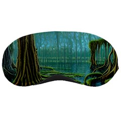 Boat Canoe Swamp Bayou Roots Moss Log Nature Scene Landscape Water Lake Setting Abandoned Rowboat Fi Sleep Mask