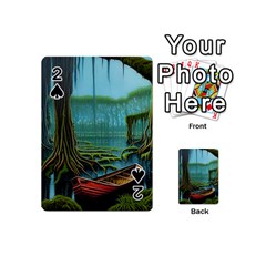 Boat Canoe Swamp Bayou Roots Moss Log Nature Scene Landscape Water Lake Setting Abandoned Rowboat Fi Playing Cards 54 Designs (mini) by Posterlux